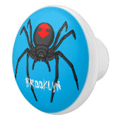 Scary black widow spin cartoon illustratie keramische knop (Rechts)