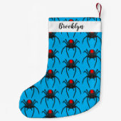 Scary black widow spin cartoon illustratie kleine kerstsok (Achterkant)