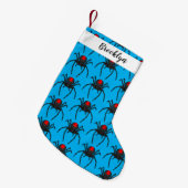 Scary black widow spin cartoon illustratie kleine kerstsok (Voorkant (Hangend))