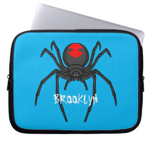 Scary black widow spin cartoon illustratie laptop sleeve