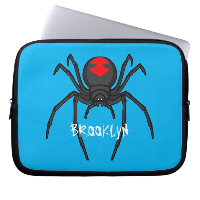 Scary black widow spin cartoon illustratie laptop sleeve (Voorkant)