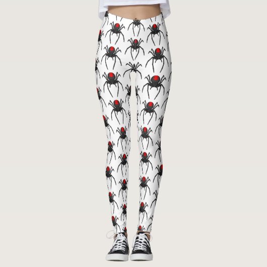 Scary black widow spin cartoon illustratie leggings (Voorkant)