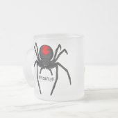 Scary black widow spin cartoon illustratie matglas koffiemok (Voorkant links)