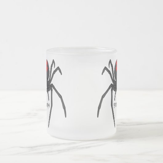 Scary black widow spin cartoon illustratie matglas koffiemok (Center)