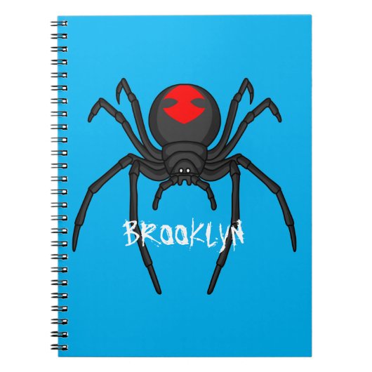 Scary black widow spin cartoon illustratie notitieboek (Voorkant)
