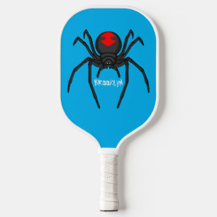 Scary black widow spin cartoon illustratie pickleball paddle