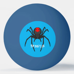 Scary black widow spin cartoon illustratie pingpongbal