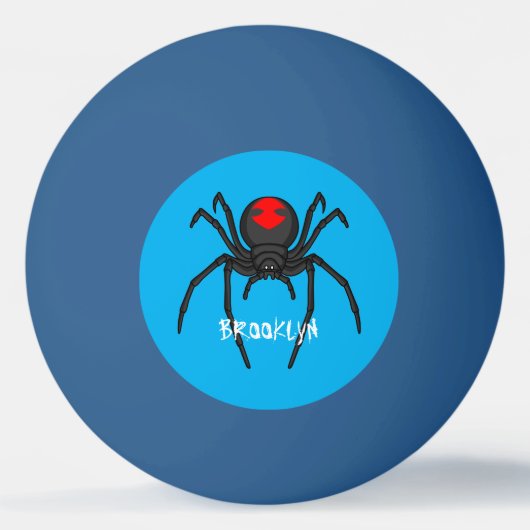 Scary black widow spin cartoon illustratie pingpongbal (Voorkant)