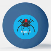 Scary black widow spin cartoon illustratie pingpongbal (Achterkant)