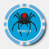 Scary black widow spin cartoon illustratie poker chips (Voorkant)