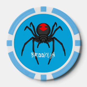 Scary black widow spin cartoon illustratie poker chips