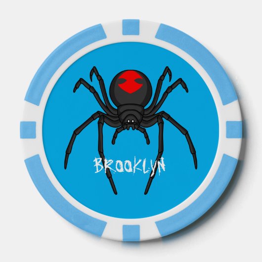 Scary black widow spin cartoon illustratie poker chips (Voorkant)