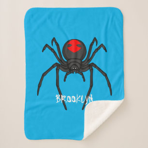 Scary black widow spin cartoon illustratie sherpa deken