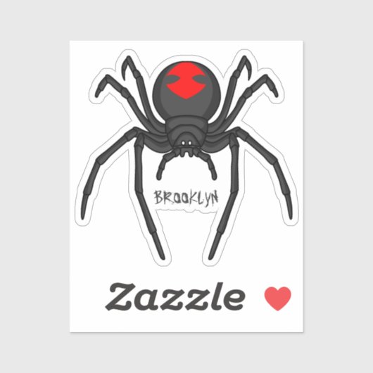 Scary black widow spin cartoon illustratie sticker (Vel)