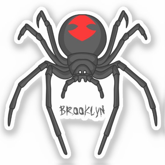 Scary black widow spin cartoon illustratie sticker (Voorkant)