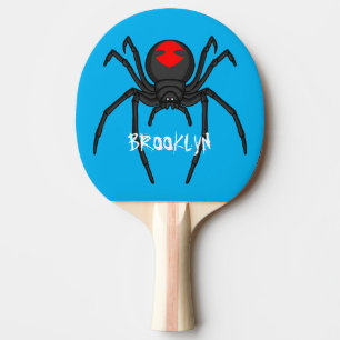 Scary black widow spin cartoon illustratie tafeltennisbatje