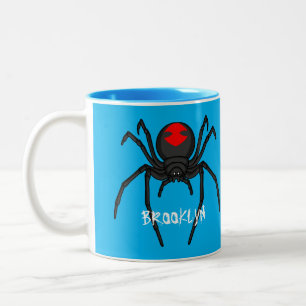 Scary black widow spin cartoon illustratie tweekleurige koffiemok