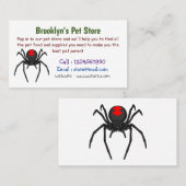 Scary black widow spin cartoon illustratie visitekaartje (Voorkant / Achterkant)