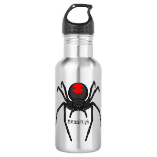 Scary black widow spin cartoon illustratie waterfles 