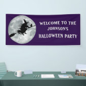 Scary Black Witch and Cat Halloween Party Spandoek (Beurs)