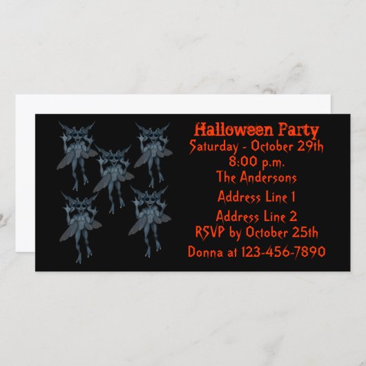 Scary Blue Gremlins Halloween Party Invite (Voorkant / Achterkant)