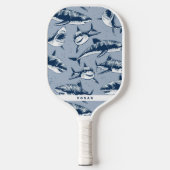 Scary Blue Shark Pattern | Naam Pickleball Paddle (Voorkant)