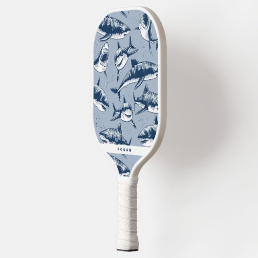 Scary Blue Shark Pattern | Naam Pickleball Paddle (Links)