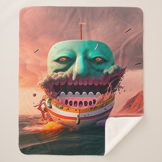 Scary boat sherpa deken (Voorkant)