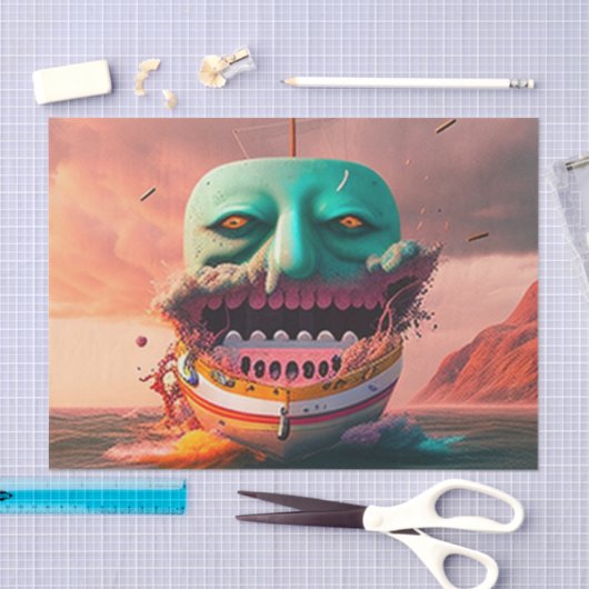 Scary boat tissuepapier (Craft)