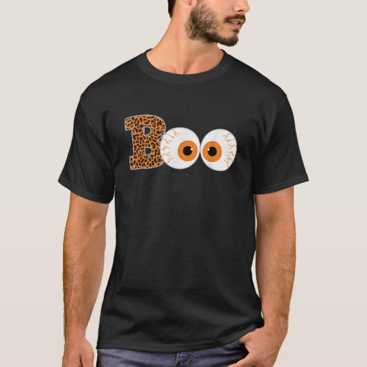 Scary Boo Eyeball Leopard Print Halloween Costume  T-shirt (Voorkant)