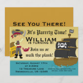 Scary Boy Pirate Birthday Party Invitation Kaart (Voorkant / Achterkant)