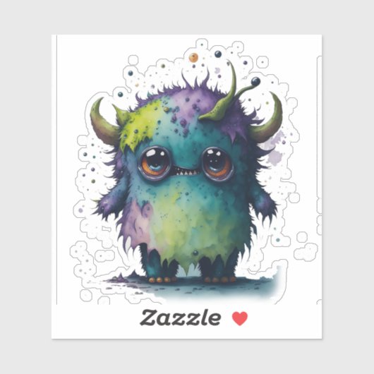 Scary Cartoon Monster Design Sticker (Vel)