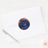 Scary Cat Blue "Jouw tekst" sticker (Envelop)