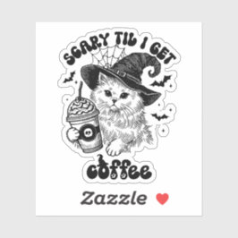 Scary Cat Coffee Schattigee Halloween Canvas tas Sticker