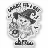 Scary Cat Coffee Schattigee Halloween Canvas tas Sticker (Voorkant)