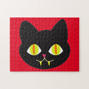 Scary Cat Face met Big Green Eyes, Canine Tooth Legpuzzel