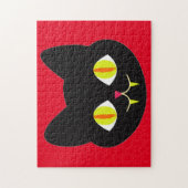 Scary Cat Face met Big Green Eyes, Canine Tooth Legpuzzel (Verticaal)