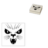 Scary Cat Face Stamp Rubberstempel (Gestempeld)