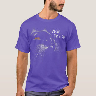 Scary Cat Face Yellow Eyes Funny Cat Lover Hallowe T-shirt