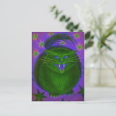 Scary Cat Green briefkaart (Staand voorkant)