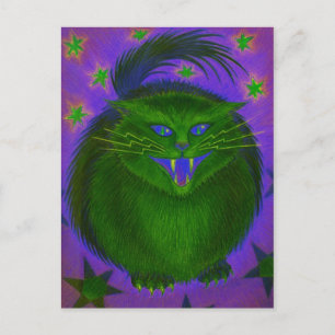 Scary Cat Green briefkaart