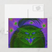 Scary Cat Green briefkaart horizontaal (Voorkant / Achterkant)