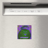 Scary Cat Green "MEEEOOWW!" koelkast magnet (Insitu (Vaatwasser))