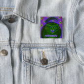 Scary Cat Green 'MEEEOOWW!'-toets Vierkante Button 5,1 Cm (In situ)