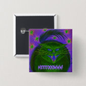 Scary Cat Green 'MEEEOOWW!'-toets Vierkante Button 5,1 Cm (Voorkant /achterkant)