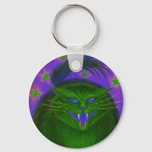 Scary Cat Green sleutelhanger (Voorkant)