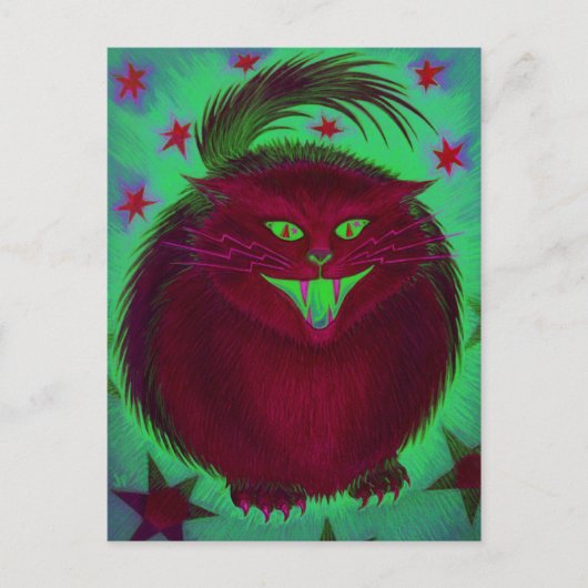 Scary Cat Red briefkaart (Voorkant)