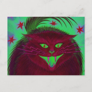 Scary Cat Red briefkaart horizontaal