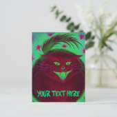 Scary Cat Red "Jouw tekst" briefkaart (Staand voorkant)
