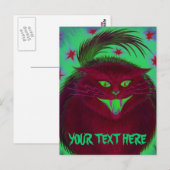 Scary Cat Red "Jouw tekst" briefkaart (Voorkant / Achterkant)